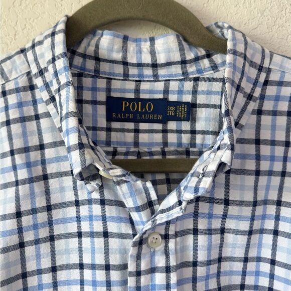 Ralph Lauren Men’s Blue Plaid Oxford Shirt 2XB Long Sleeve Button-Down Preppy - Picture 5 of 6